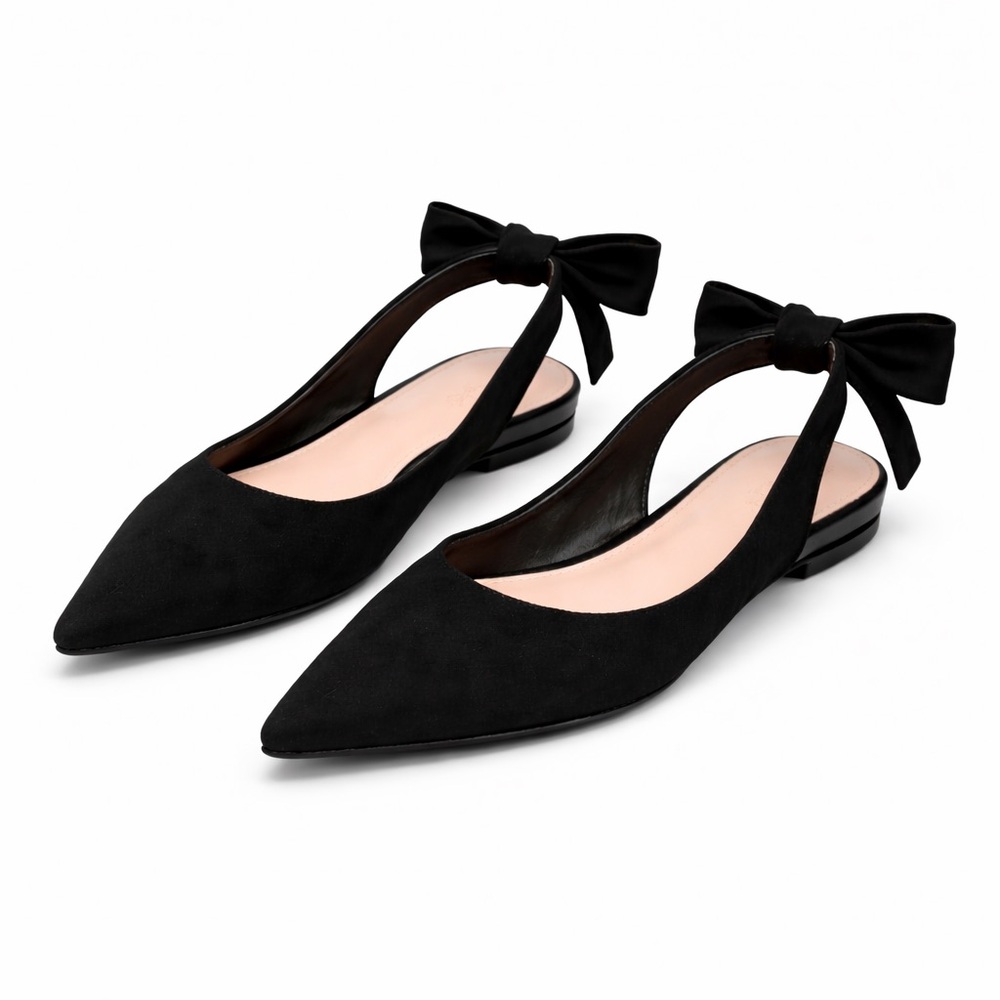 ADAN NV Bow Slingback Flats Women’s  9 Black Balletcore Minimalist